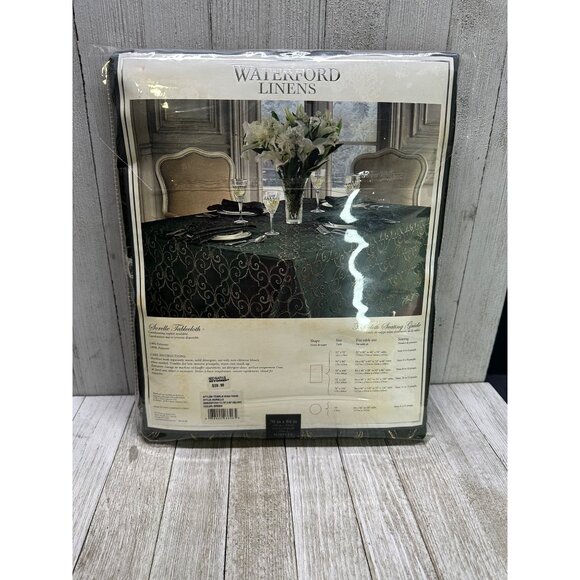 Vintage Waterford Linens Sorelle Tablecloth Green Gold Oblong 70"x84" NEW - Picture 2 of 4